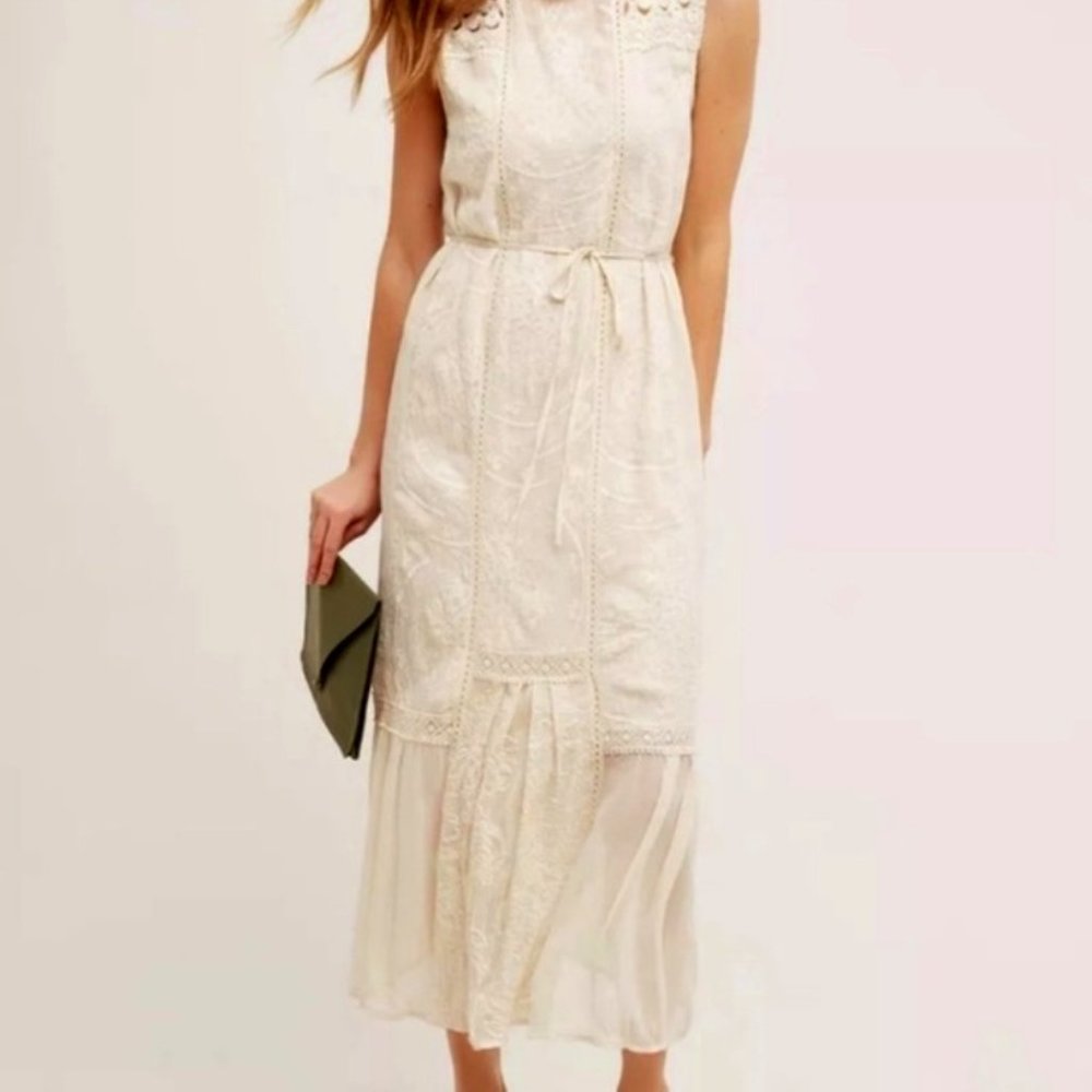 Cream Marguerite Lace Midi Dress | Anthropologie (Label: Tiny) | Size L